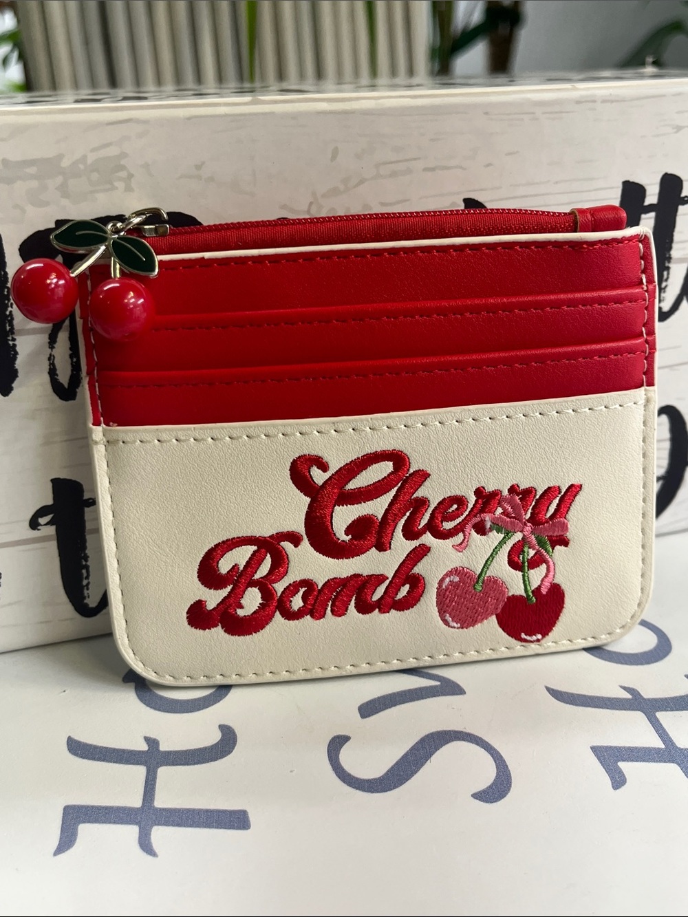 Cherry Bomb Red & Cream Card Holder